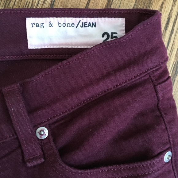 Rag & Bone Skinny Jeans size 25, burgundy - Picture 3 of 5